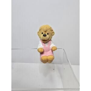 Vintage Berenstain Bears 1989 Sissy Bear Pink Overalls 2.5” Plastic Figure Fuzzy